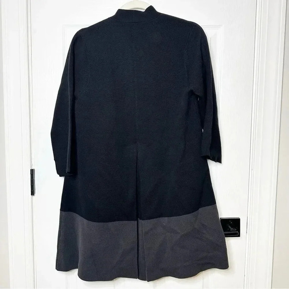 EILEEN FISHER Silk Cotton Blend Colorblock‎ Black Gray Coatigan Duster Sz Small - Picture 7 of 7